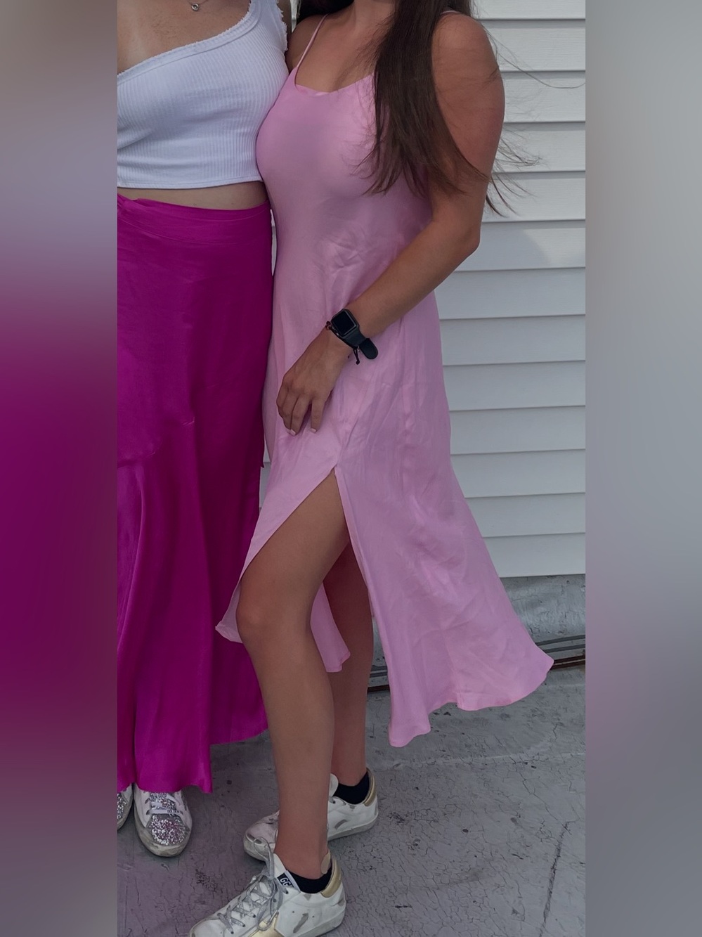 Zara Pink Slip Maxi Dress with Spaghetti Straps